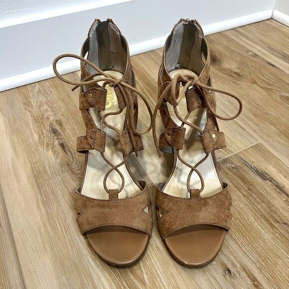 Circus by Sam Edelman Emilia Golden Carmel Strappy Heeled Sandals Size 8.5 - Picture 2 of 10